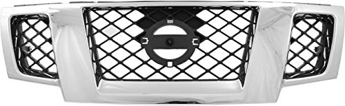 Evan Fischer Grille Assembly Compatible with 2009-2020 Nissan Frontier Chrome Shell with Painted Black Insert NI1200233