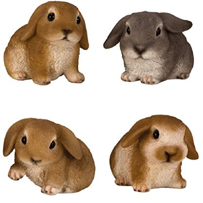 Geschenkestadl 4 er Set Hasen Figuren für Haus und Garten Kleintiere Häschen Hase Schlappohr