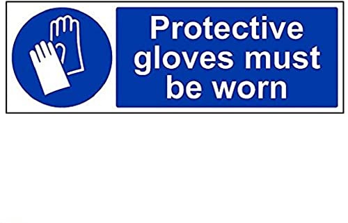 vsafety 41081bj-s Schutz Handschuhe zu tragen, Pflicht Schutzbekleidung Schild, selbstklebend, Landschaft, 450 mm x 150 mm, blau