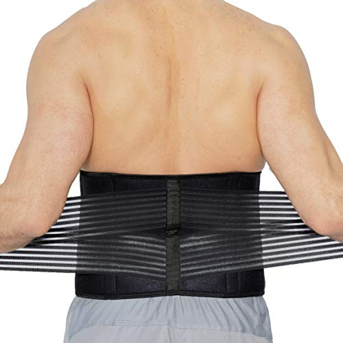NEOtech Care Rückenbandage aus Neopren - Doppelten Bändern für Kompression (Schwarz, XXXL)