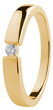 Ardeo Aurum Damenring aus 375 Gold Gelbgold mit 0,07 ct Diamant Brillant Spannfasssung Verlobungsring Solitär