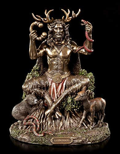 Cernunnos Figur - Keltischer Gott mit Tieren | Veronese Dekofigur handbemalt, heidnischer Gott, bronziert & coloriert