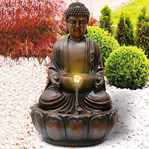 AMUR Fuente de jardín Fuente Zen Fuente Ornamental Fuente de Interior Fuente de Fuente Cascada de 230V Fuente de Agua para jardín, Estanque de jardín, terraza, balcón Muy Decorativo