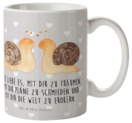 Mr. & Mrs. Panda Kindertasse Schnecken Liebe - Geschenk, Trinklernbecher, Kinderbecher, Paar, Mit Deckel, Zukunft, Ehe, glücklich, Freundin, Kindergeburtstag, Bruchsicher, Träume
