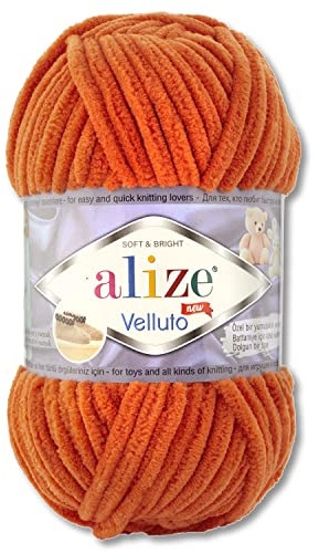 Wohnkult 100 g Alize Velluto Wolle in 30 Auswahl (06 | Orange)