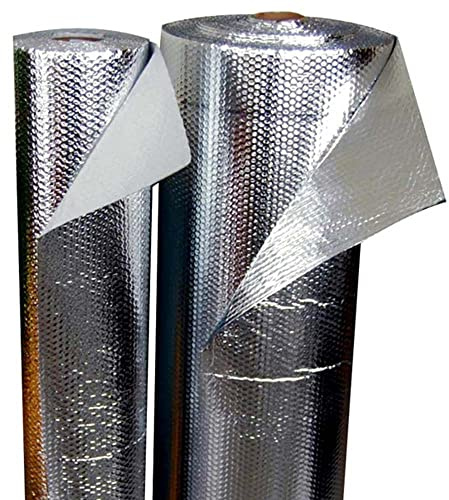 Isolant thermique réfléchissant 100 % aluminium et bulles - Rouleau de 60 m² (50m x 1,20m) pour froid et chaud : maisons, caravanes, radiateurs, greniers, débarras, garages