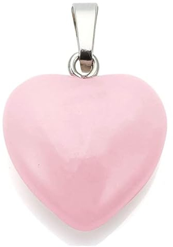 Colgante Forma de Corazón Cuarzo Rosa Piedra Collar Mineral Amor Cristal Natural Protección Gemoterapia