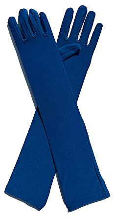 PTNKUIIY Damen Lange Handschuhe, Abendhandschuhe Milchseide Handschuhe Opernhandschuhe Tanzhandschuhe 1920er Stil Elastisch Ellenbogen Handschuhe für Frauen Fasching, Karneval, Tanzen,Blau #2