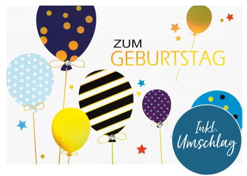 bsb Pop-Up Karte Geburtstag - 3D Geburtstagskarte Pop Up - schöne Geschenk-Karte mit Ballon-Motiv in 11,5 x 17 cm - überraschende Geburtstagskarte Mann & Frau inkl. Umschlag