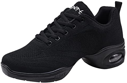 Scarpe da ballo da donna, scarpe jazz, suola divisa, con lacci, scarpe da ginnastica, danza, fitness, yoga, EU35-42, Nero 731, 38 EU