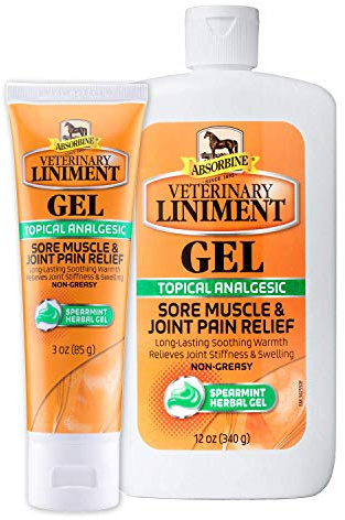 Absorbine Veterinary Liniment Gel, Topical Menthol Analgesic Rub for Sore Muscle, Joint & Arthritis Pain Relief, Combo Pack Includes 12oz Value Size + 3oz Travel Size