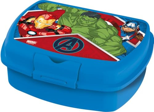 Tataway Sandwichera para niños Marvel Blue en plástico Avengers Iron Man Hulk Captain America útil para llevar la merienda fuera de casa