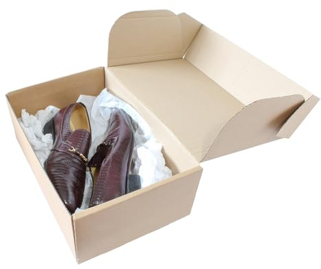 SelfHold Cardboard Shoeboxes Shipping & Storage Shoe Box, 350 x 230 x 130mm, Brown/White (20 Pack) (Brown) | Cardboard Shoe Boxes For Posting