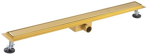 Canaleta de Ducha Italiana Reversible 90 cm | Una Cara Dorada Vista y Otra para Alicatar | Instalación a Ras de Suelo | Estética Sofisticada y Funcional | NOYON & THIEBAULT