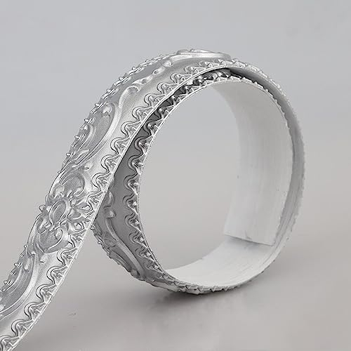 Guest Ruyunlai Bordüre selbstklebend 9 - Silber 3.6 x 500 cm zum Aufkleben für Wohnzimmer Küche Badezimmer Tapetenrahmen Abnehmbare Wasserdicht Bodenleiste Verdicken PVC Dekorative Bordüre