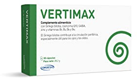 Vertimax│ 30 cápsulas │ Complemento Alimenticio para todo tipo de vértigo con extracto de Jengibre y Ginkgo biloba, coenzima Q10, zinc, cobre y vitaminas.