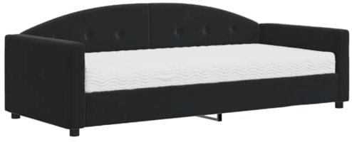 vidaXL Tagesbett, Gästebett mit Matratze, Sofabett Schlafsofa für Schlafzimmer Wohnzimmer, Bettsofa Sofa 2-in-1, Schwarz 90x200cm Samt