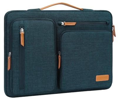 MOSISO Housse 360° Ordinateur 15 Pouces avec Doublure Douce | Compatible avec MacBook Air 15 M5-M2 2026-2023,Sac Ouvert Latérale avec 4 Poches Zippées&Poignée,Sarcelle Foncé