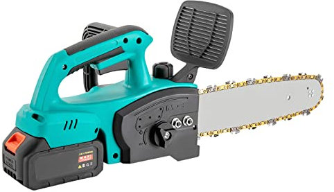 Elektro Kettensäge,1100W Elektrische Motorsäge Kit mit 2 Batterien und Werkzeugkoffer 25cm Schnitt-Ø Selbsteinspritzende Schmiersystem Werkzeuglose Kettenspannung