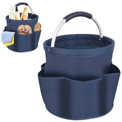 DMJJSD® 17L Cleaning Caddy with Handle Storage Box for Cleaning Utensils Multi Pocket Collapsible Cleaning Organiser Caddy Durable Cleaning Organiser Collapsible Storage Basket for Toiletries (Blue)