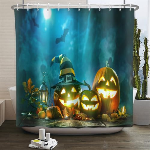 Duschvorhang Fledermaus Kürbisblätter Duschvorhang Stoff Polyester Badevorhang Shower Curtains Antischimmel Duschvorhang Wasserdicht mit 12 Duschvorhangringen Duschvorhang 200x200 Duschvorhänge