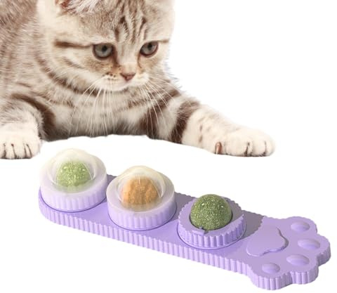 Katzenminzenbälle für Katzen, Wandkugeln aus Katzenminze für Katzen, Kauspielzeug für Katzen, Katzenminze-Kugel für Indoor-Katzen, sichere Leckbälle, Reinigungsspielzeug