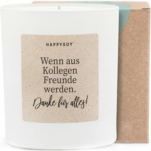 Wenn aus Kollegen Freunde werden. Danke für alles! - Duftkerze mit Spruch als Geschenk für Kollegen, Abschied & Dankeschön, Kollegin, Kerze im Glas, blumiger Duft