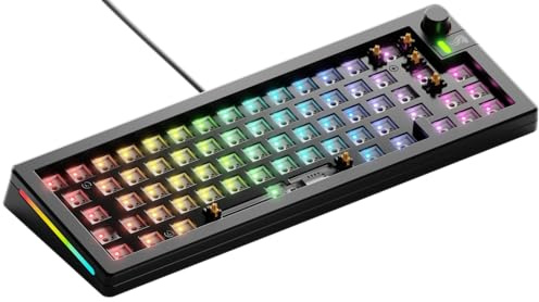 Glorious Gaming GMMK 3 Barebones: tangentbordssats med vred, 65% mekaniskt tangentbord, modulärt packningssystem, utbytbara MX 5-stift, ljuddämpande skum, aluminiumplatta, ISO/EU - Svart