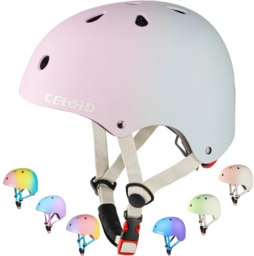 CELOID Cykelhjälm för barn, småbarn skateboardhjälmar för ålder 10-12-14-16 år pojke flickor, justerbar multisport cykel skateboardåkning rullskridskor scooter rullblad balans cykelhjälm, violett blå
