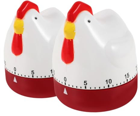 VICASKY 2pcs Mechanical Kitchen Timer Cartoon Cooking Timer Chicken Shaped Clock Cute for Boiling Eggs and Baking