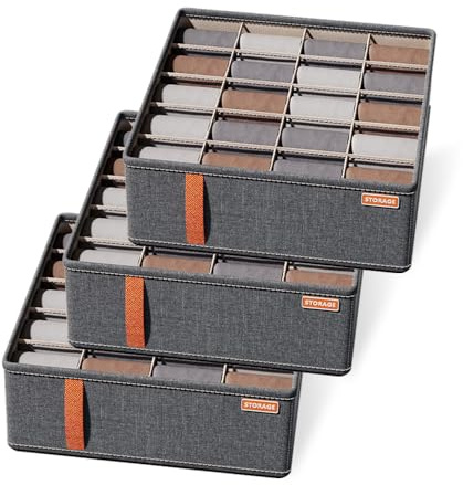 GIDWRIY 3 Stück Socken Aufbewahrung 20 Zellen, Socken Organizer Schubladen Organizer Unterwäsche, Ordnungssystem Kleiderschrank, Underwear Organizer Socks, Krawatten Aufbewahrungsbox, Sockensortierer