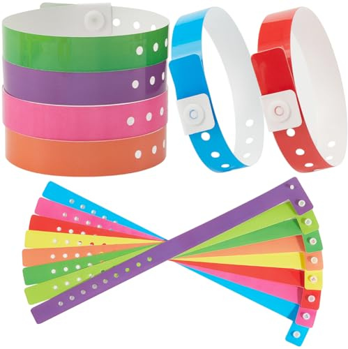 GORGECRAFT 48 Stück Event Armbänder Farbige Armbinden PVC Kunststoff Verstellbar Leicht Wasserdicht Party Konzert Neon Armbänder Für Events Clubtreffen Sicherheits ID Ausweis Identifikation