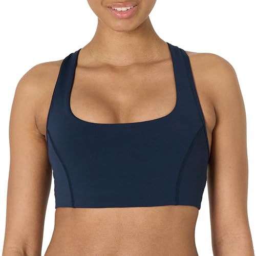 Amazon Essentials Soutien-Gorge de Sport Active FormFlex Ultra Doux, Dos Nageur et Encolure Carrée, Soutien Léger Femme, Bleu Marine, XL