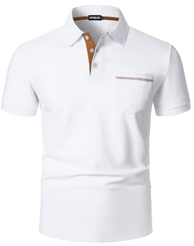 APAELEA Poloshirt Herren Polohemd Kurzarm Baumwolle mit Brusttasche,Sommerlich und Bequem für Freizeit und Business