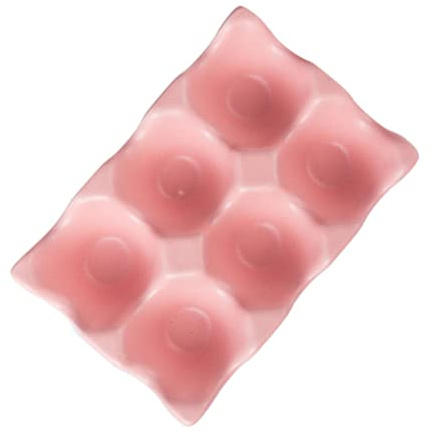 Tofficu Eierhalter Modern und Elegant mit 6 Fächern aus Keramik Praktischer Eieraufbewahrungsbehälter Rutschfest und Stoßfest Rosa für Kühlschrank und Küche