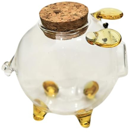 Generic Salvadanaio a forma di maiale in vetro, per ragazze e ragazzi, salvadanaio da scrivania