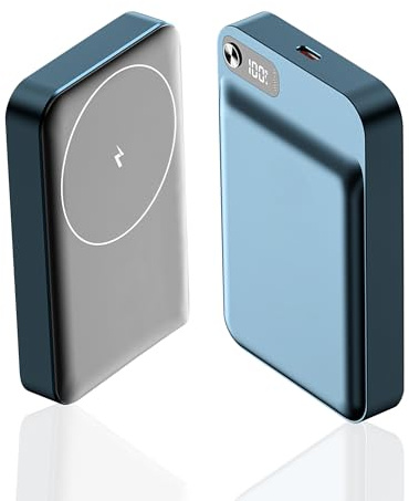 Fast Charger 10000mAh Power Bank Mini with USB-C and Cordless Output - Portable Battery Charger Cordless Power Bank for Multiple Devices - Powerbank Mini with Overcharge Short Circuit Protection.