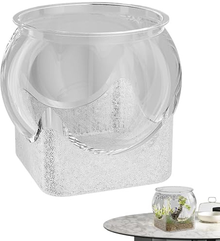 Rundes Aquarium, Goldfischglas PET Bruchsicher, Fischglas Ohne Deckel, Kugelaquarium Glasvase Rund für Heimdekoration, Büro & Pflanzenterrarium (Transparent)