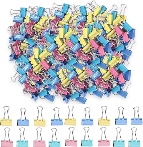 60pcs Bull Dog Clips, Small Bulldog Clips,Colored Metal Binder Clip, Coloured Metal Foldback Bulldog Clips for Stationery File, Money, Paper, Office Home (4 Colors)