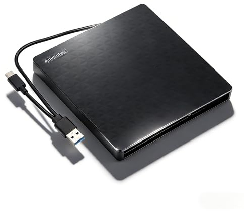 LAISANIM USB C External Optical Drive Enclosure for 9.5mm Slim CD DVD BD Drives, USB 3.0 to Type C Converter with Braided Cable, Plug Play for macOS, Portable ODD Case