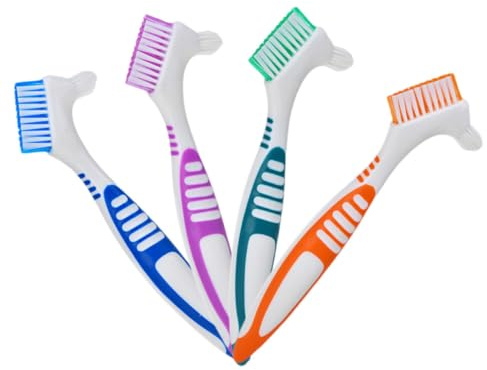 Healifty 4pièces Brosse à Prothèses Dentaires Double Face Outil de Nettoyage pour Dentier Brosse Rigide pour Nettoyage Profondeur