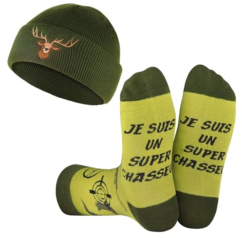 Merclix Idee Cadeau Chasseur Anniversaire Noel Bonnet Chasse Homme Hiver Vert Chaussette Chasse 43-46 Humour Rigolotes Cadeau Homme Papa Papy Fete Des Peres