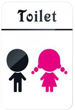 Gcljlmy Targhetta per WC per bambini, loghi da bagno, decorazione, segnaletica, lavagna, ristorante, acrilico, maschio, femmina, 15 x 10 cm, cartello WC (toilette)
