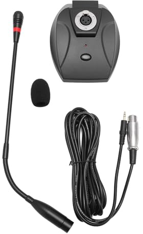 UYSTDMXKA Microphone à condensateur à col de Cygne avec connecteur XLR, Micro cardioïde de Bureau pour conférences, réunions vidéo, Microphone à col de Cygne réglable avec Base et Pare-Brise