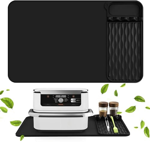 Tappetino Silicone Resistente Al Calore per Accessori Friggitrice ad Aria, Protezione Piano Di Lavoro per Bancone Della Cucina, 65×40cm Air Fryer Accessori per Ninja/Philips/COSORI Nero