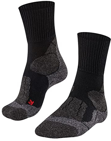 FALKE Herren Wandersocken TK1 Adventure M So Wolle Funktionsmaterial antiblasen dick 1 Paar, Schwarz Black-Mix 3010, 42-43