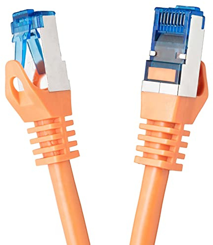 BIGtec 15m CAT.7 LAN Ethernet Kabel Netzwerkkabel Patchkabel Gigabit Patch DSL orange Kupferkabel doppelt geschirmt RJ45 Stecker Cat7 S/FTP PIMF kompatibel PS5 Netzwerk Switch DSL Router Modem