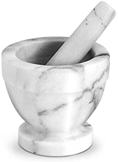 Home Mortaio con Pestello, Marmo, Bianco/Grigio, 10 cm