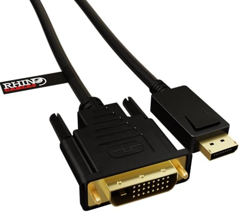 rhinocables - DisplayPort to DVI Cable | Seamless Connectivity | Supports 8-Bit and 10-Bit Colour | Video Bandwidth Up to 10.8Gbps | Flexible Lengths, Black, 3m