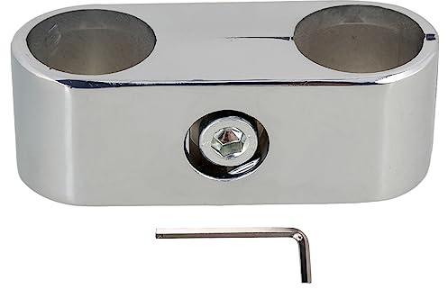 BQLZR Pipe Clamp 2-Bolt Double-Ended Clamp,Double Port Pipe Clamps Used To Mount A 1 Aluminum Pipe For Clothes Drying Racks, Shelves, Clothing Display Racks, Circular Pipe Connections